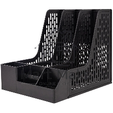 Лоток вертикальный Deli E9847 3отд. сборный для бумаг 253x320x275мм черный пластик пластиковый пакет
