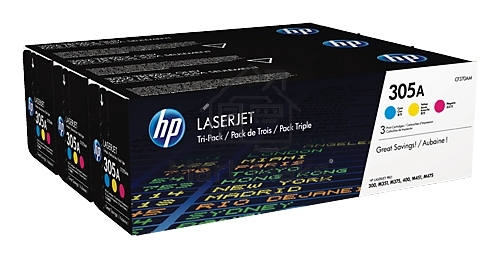 Картридж лазерный набор HP CF370AM № 305A голубой/пурпурный/желтый CLJ M451 (CE411A+CE412A+CE413A)