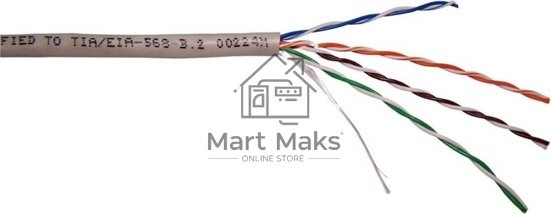Кабель NewMax UTP, 2 пары, 25AWG, Кат.5e, PVC, серый, 305 метров