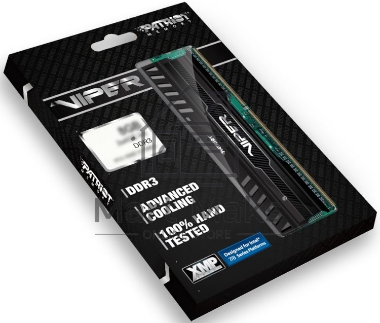 Оперативная память Patriot Viper 3, DDR3, 8GB (2x4 GB), 1600 MHz, CL9, DIMM, радиатор, черный