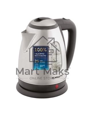 Чайник электрический Scarlett SC-EK21S88 1.8л. 2200Вт черный/серебристый (корпус: нержавеющая сталь)