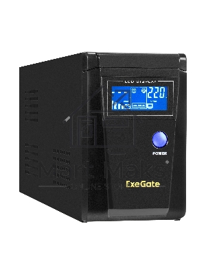 Источник бесперебойного питания (инвертор, синус, для котла) ExeGate SineTower SN-600.LCD.AVR.2SH 600VA/360W, чистая синусоида, LCD дисплей, AVR, 2*Schuko, линейно-интерактивный, черный