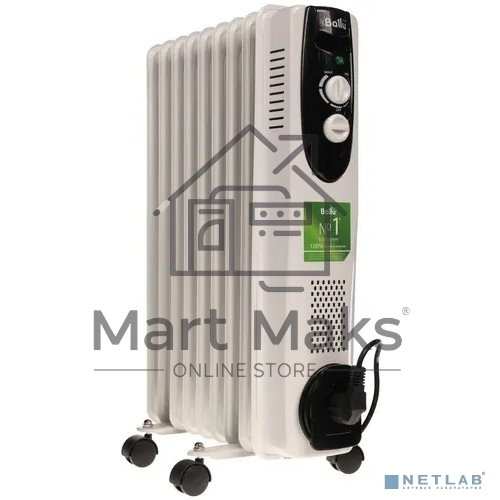Масляный обогреватель Ballu Classic BOH/CL-09WRN (9 секций), белый, 2000 Вт, 25 м2, термостат