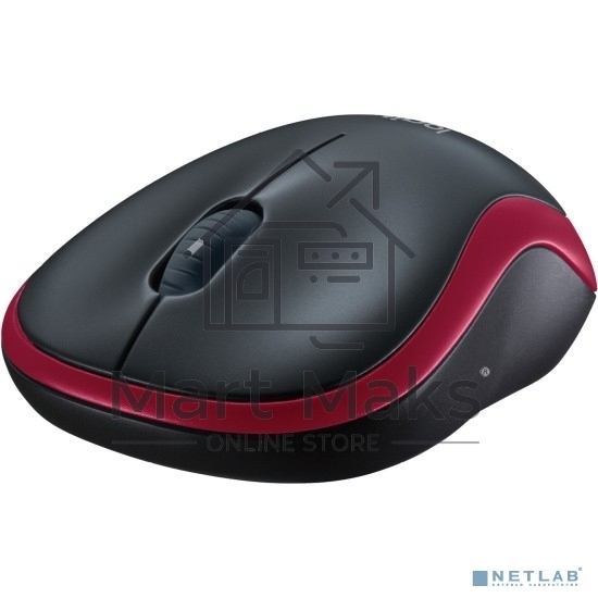 Мышь беспроводная Logitech M185, красный, 1000 dpi, радиоканал, USB, кнопки - 3