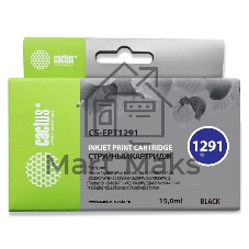 Картридж струйный Cactus CS-EPT1291 (T1291) черный (15 мл) для Epson Stylus Office B42/BX305/BX305F/BX320/BX525/BX625/SX420/SX425/SX525/SX620