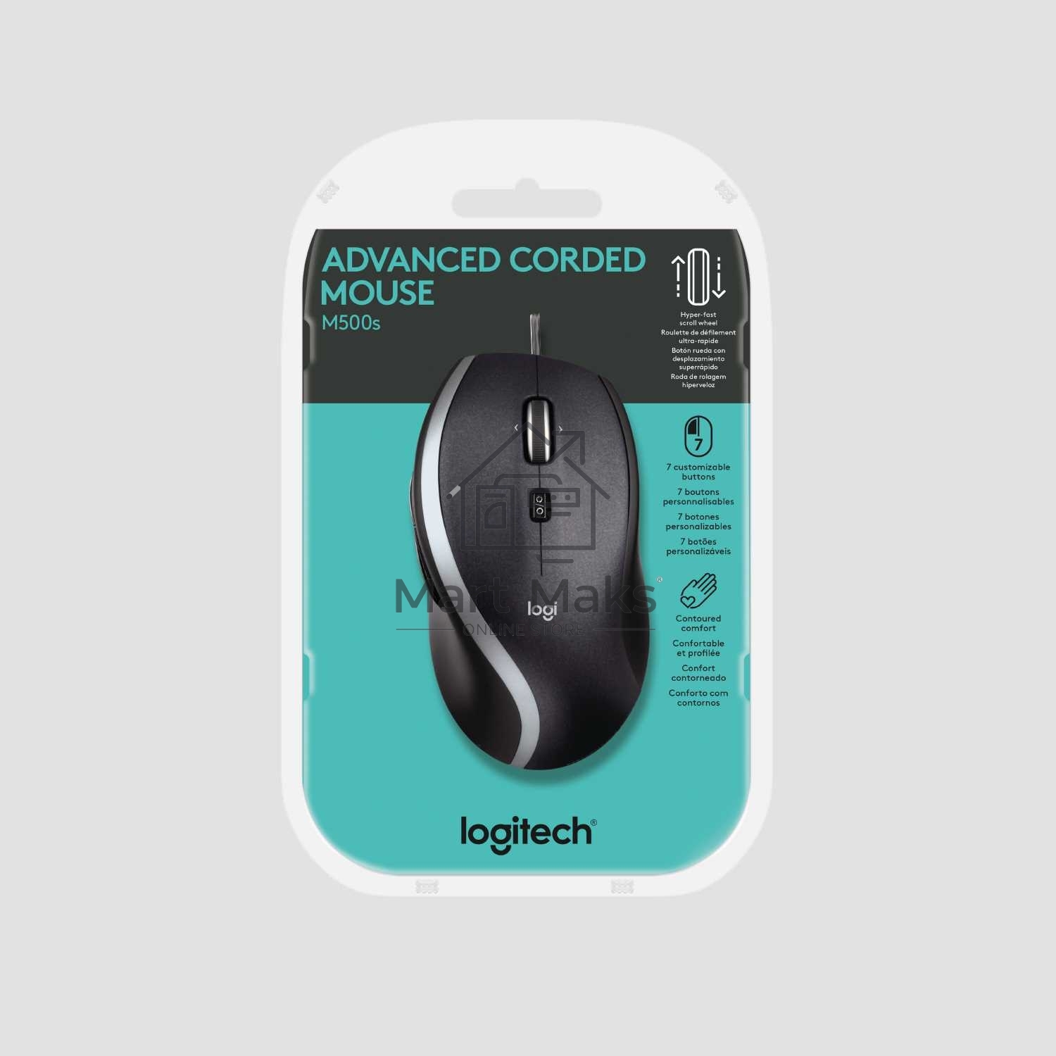 Мышь проводная Logitech M500S черный, 4000 dpi, USB, кнопки - 7