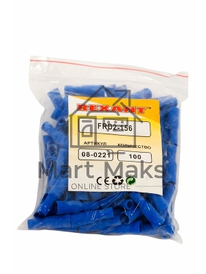 Разъем штекерный изолированный Rexant гнездо 4 мм 1.5-2.5 мм² (РШи-м 2.5-4/РШИм 2-5-4) синий