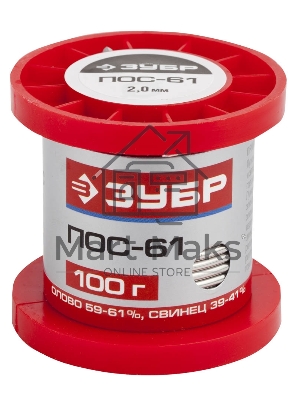 Припой Зубр 55450-100-20ПОС 61 проволока 100г 2мм