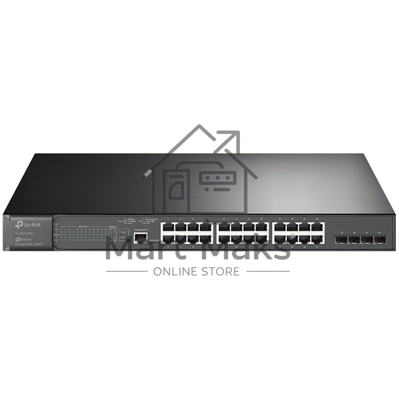 Коммутатор JetStream 28-port Gigabit L2+ Managed Switch with 24-port PoE+, PoE budget up to 384W, support SDN
