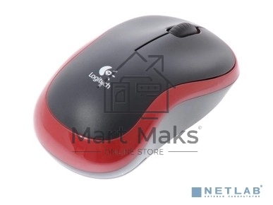 Мышь беспроводная Logitech M185, красный, 1000 dpi, радиоканал, USB, кнопки - 3