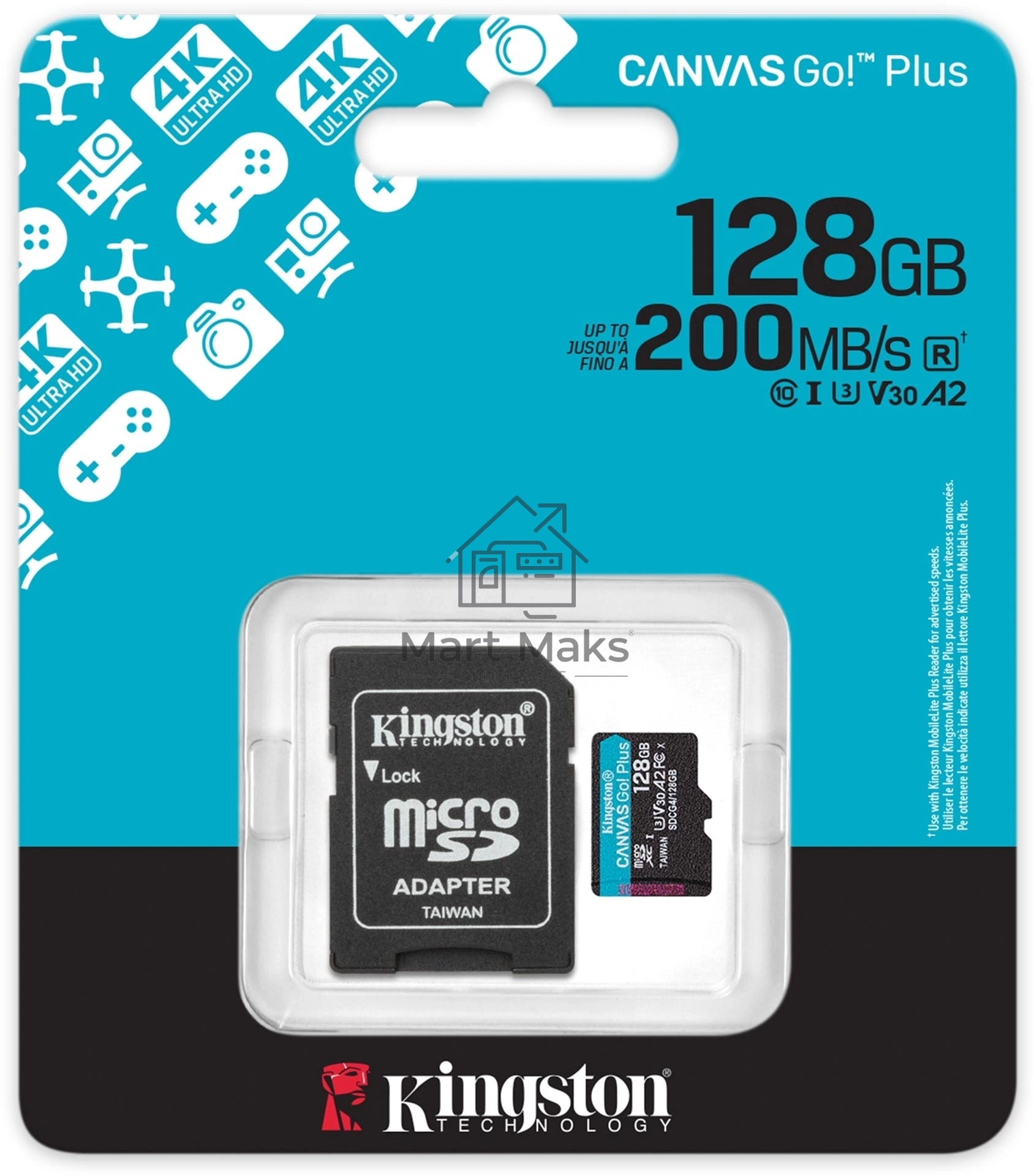 Флеш карта microSDXC 128Gb Kingston SDCG4/128Gb Canvas Go! Plus V30 A2 + adapter