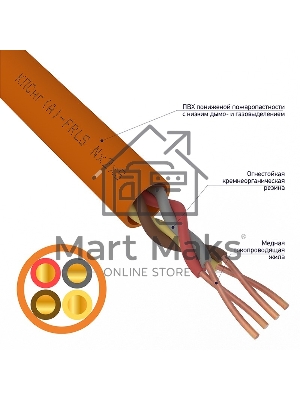 Кабель огнестойкий Rexant КПСнг(А)-FRLS 2x2x0,20 мм², бухта 200 м