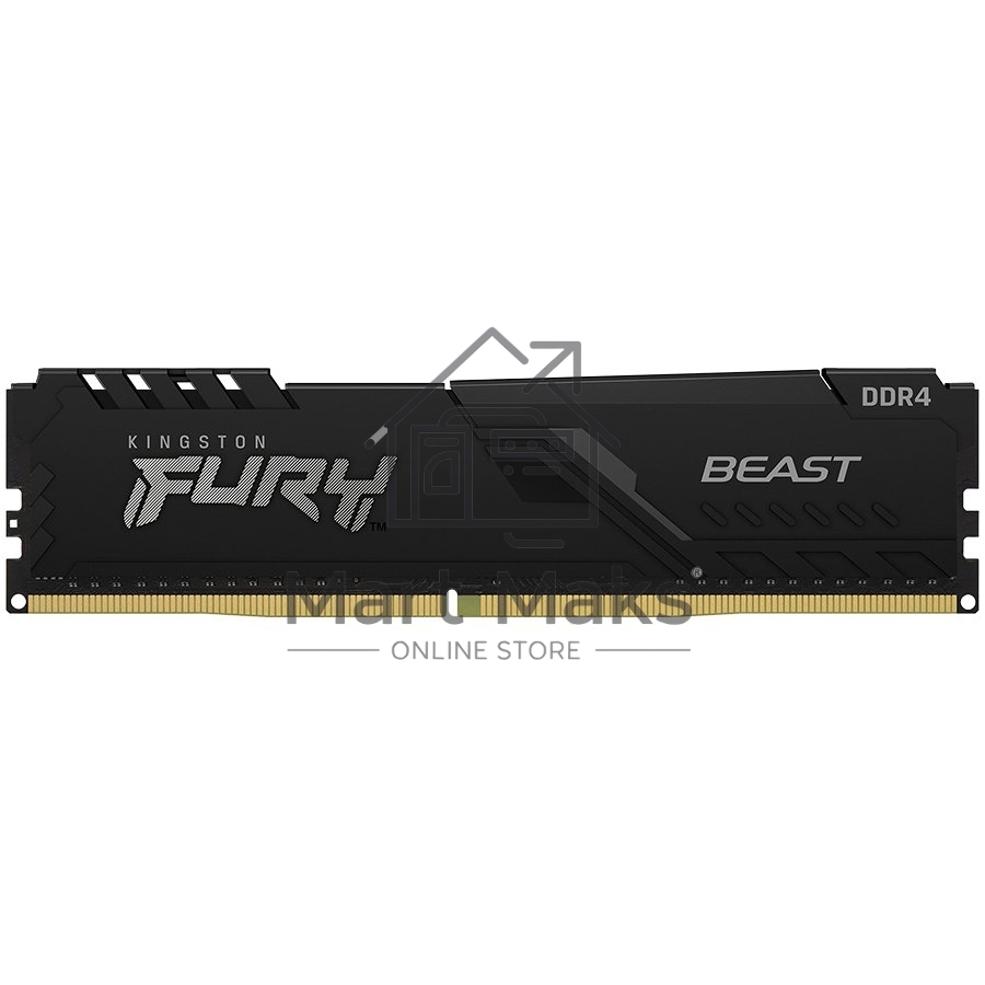 Оперативная память Kingston Fury Beast, DDR4, 8GB (1x8GB), 3600MHz, CL17, DIMM, с радиатором, черны