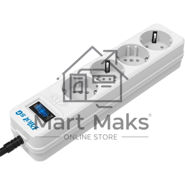 Сетевой фильтр ZIS PILOT Surge protector Pilot SG5 5 outlets (GP), 10A / 2.2kVt, automatic circuit-breaker, 3 m