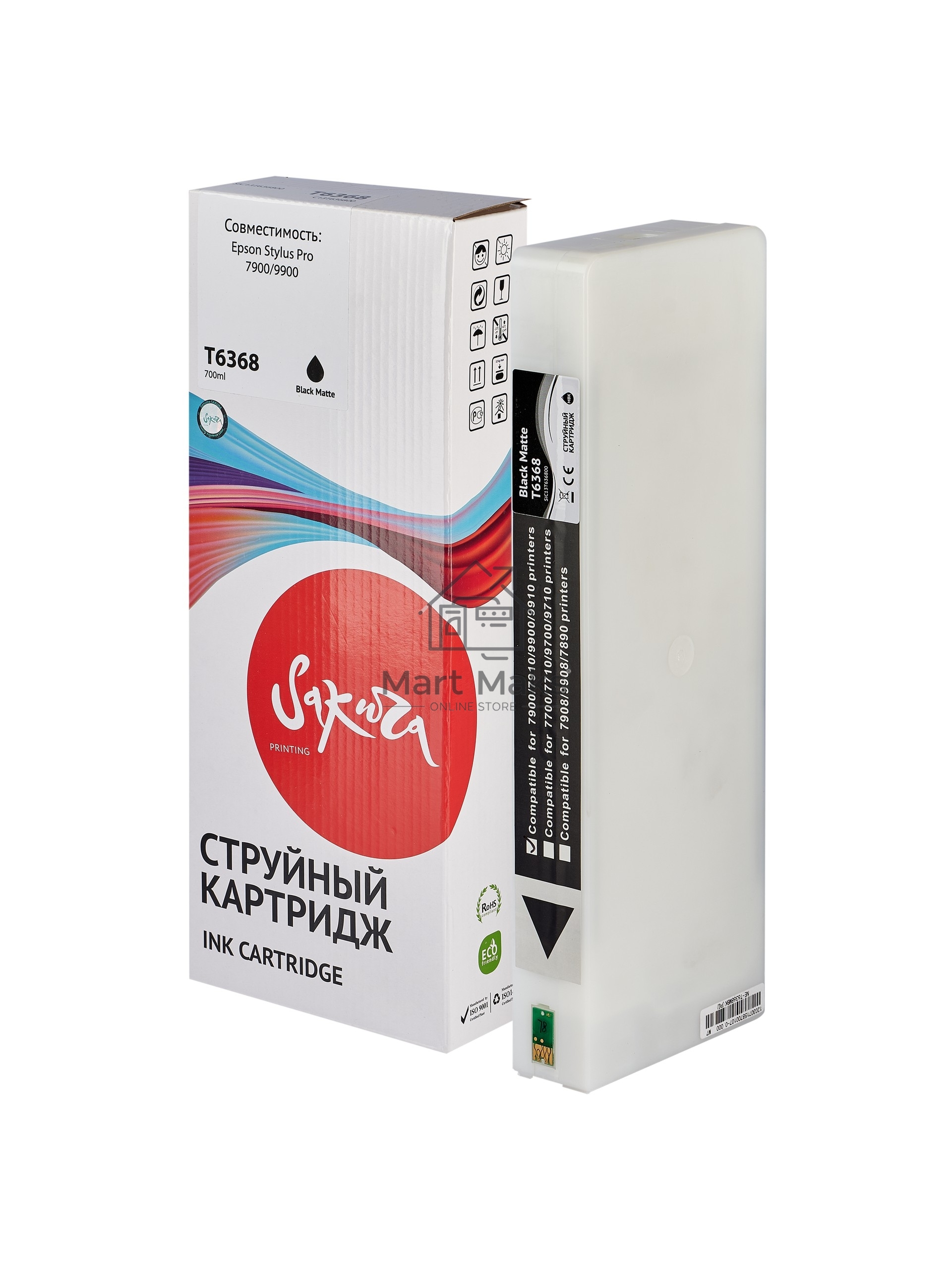 Картридж струйный Sakura C13T636800 (T6368 Matte Black) для Epson, черный матовый, 700 мл.