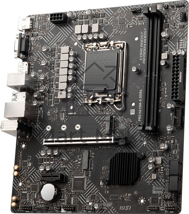 Материнская плата MSI PRO H610M-G, LGA 1700, Intel H610, 2xDDR5, 4xSATA, 1xM.2, 1xPCIe 4.0 x16, 1xPCIe 3.0 x1, 1xHDMI, 1xDP, 1xVGA, 1xRJ45 1Gb, 2xUSB-A 3.2 Gen 1, 4xUSB-A 2.0, 3x3.5мм, 7.1, mATX