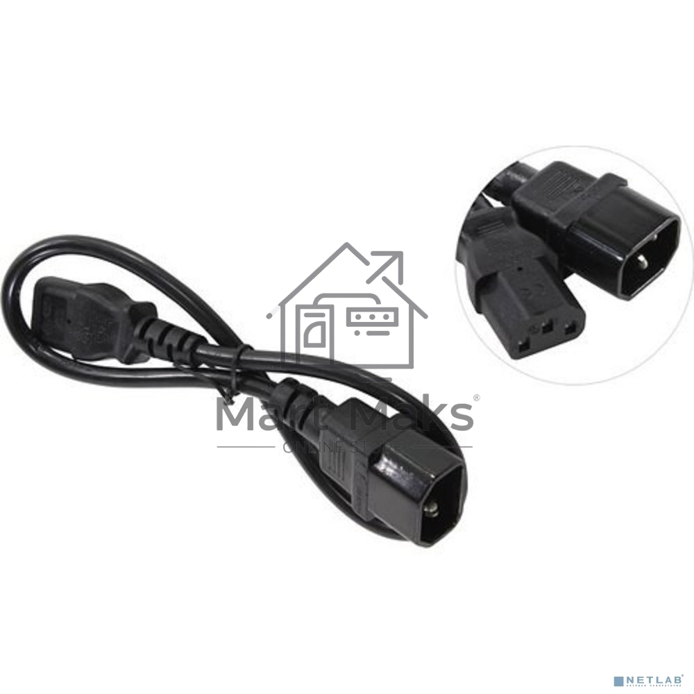 Кабель монитор-компьютер (UPS->уст-во) ExeGate Power EC-0,5P (С13->С14) VDE-250V-3*0.75-CU,10A, 0.5м