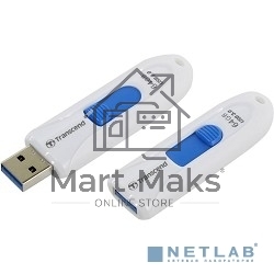 Флешка USB Transcend JetFlash 790 (TS64GJF790W), 64Gb, USB 3.0, R/W 70/25, белый/синий