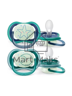 Пустышка Philips ultra air, ночная, звезда/месяц, 6-18 мес., 2 шт.