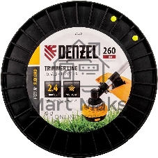 Леска для триммера Denzel звезда, 2,4мм х 260м, на DIN катушке FLEX CORD