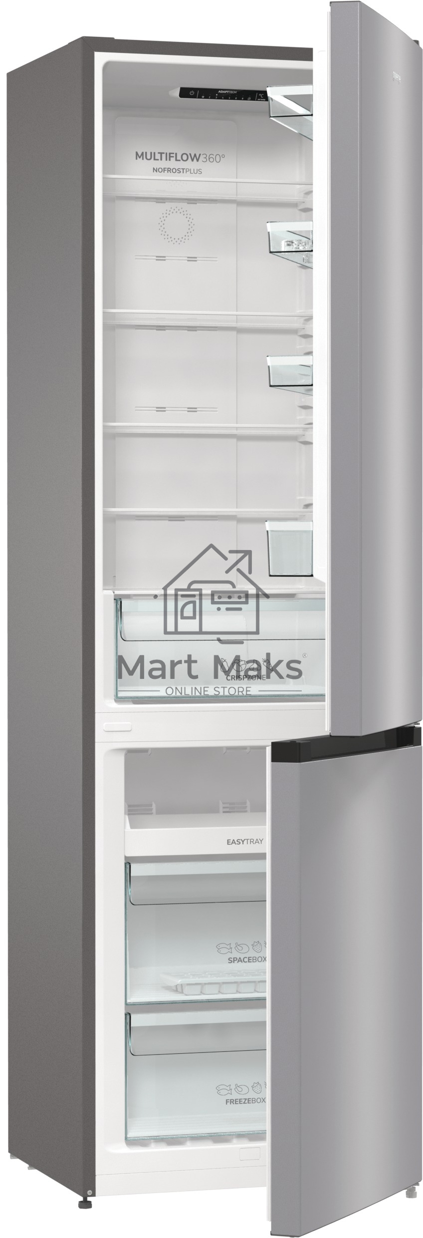 Холодильник Gorenje NRK6201PS4 серебристый металлик двухкамерный 235/96л морозилка снизу