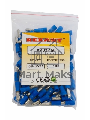 Разъем штекерный изолированный Rexant штекер 4 мм 1.5-2.5 мм² (РШи-п 2.5-4/РШИп 2-5-4) синий