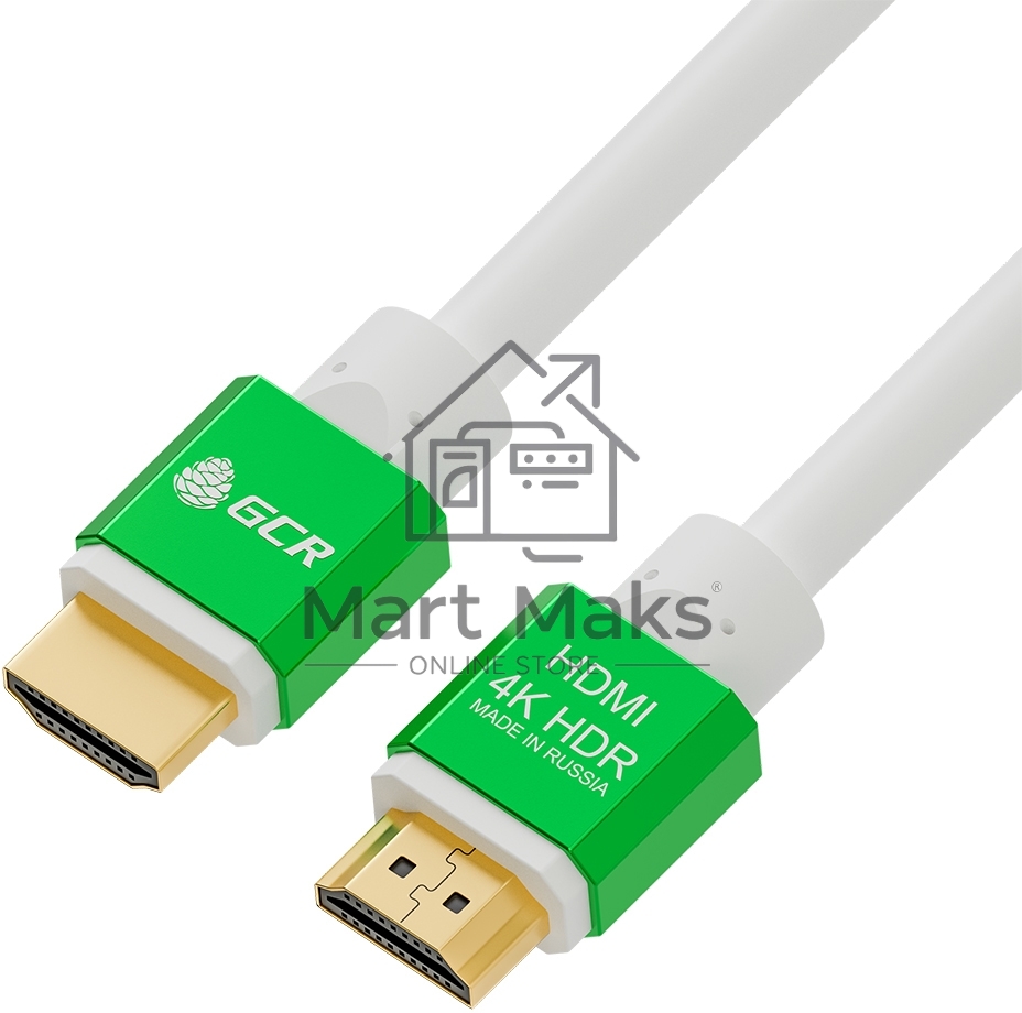 Кабель Greenconnect 2.0m HDMI версия 2.0, HDR 4:2:2, Ultra HD, 4K 60 fps 60Hz/5K*30Hz, 3D, AUDIO, 18.0 Гбит/с, 28/28 AWG, OD7.3mm, тройной экран, белый, AL корпус зеленый, GCR-51294 Greenconnect Кабель 2.0m HDMI версия 2.0, HDR 4:2:2, Ultra HD, 4K 60 fps 