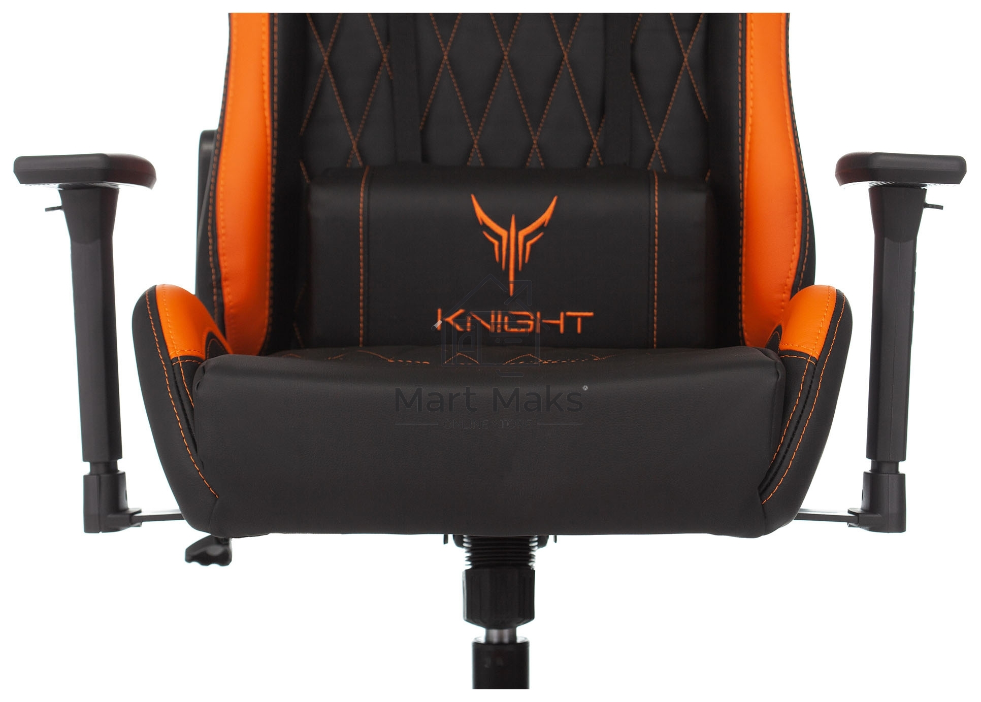 Кресло игровое Knight ARMOR черный/оранжевый, ромбик, эко.кожа, с подголовником, крестовина металл