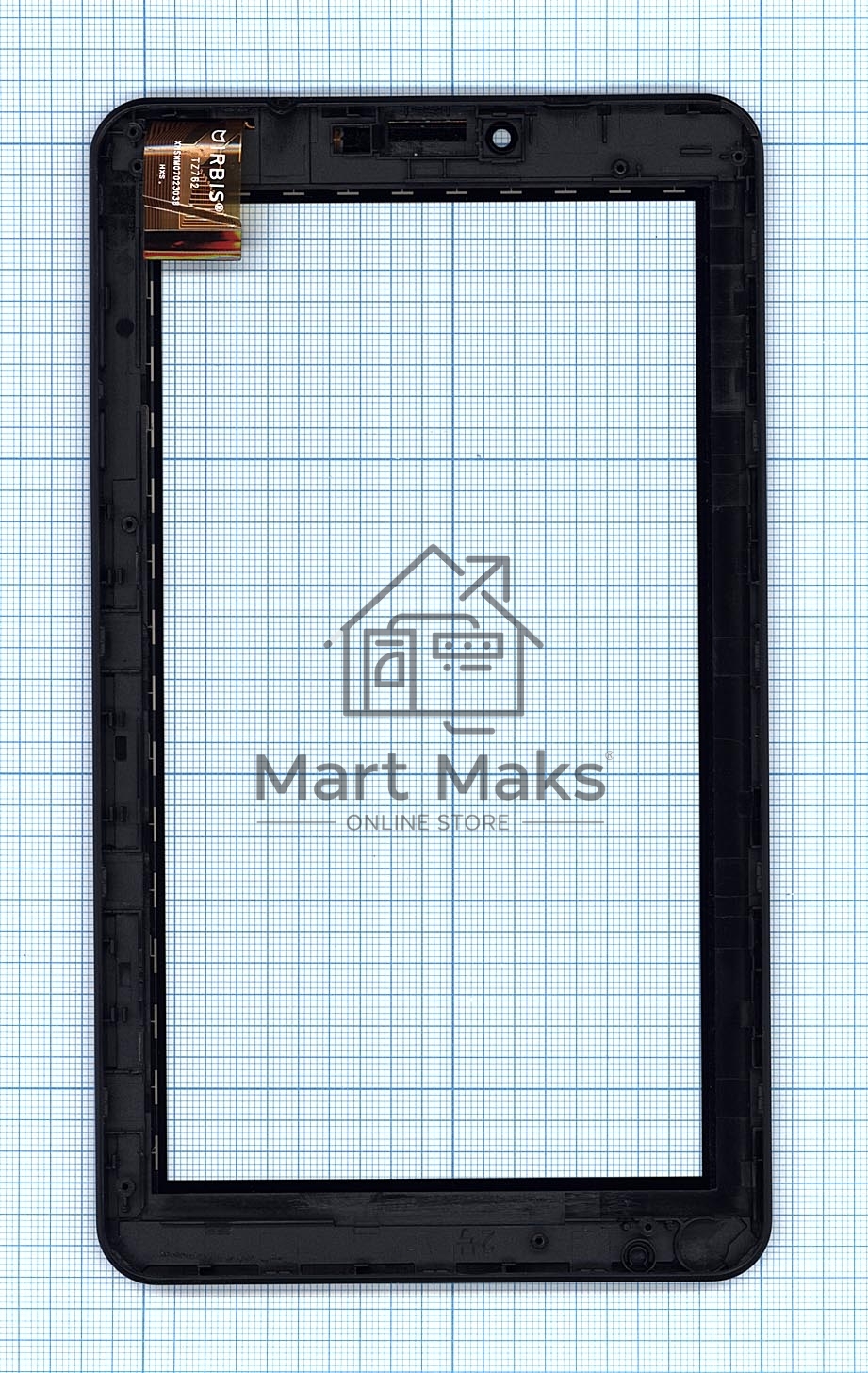 Сенсорное стекло (тачскрин) для Irbis TZ762, черное с рамкой