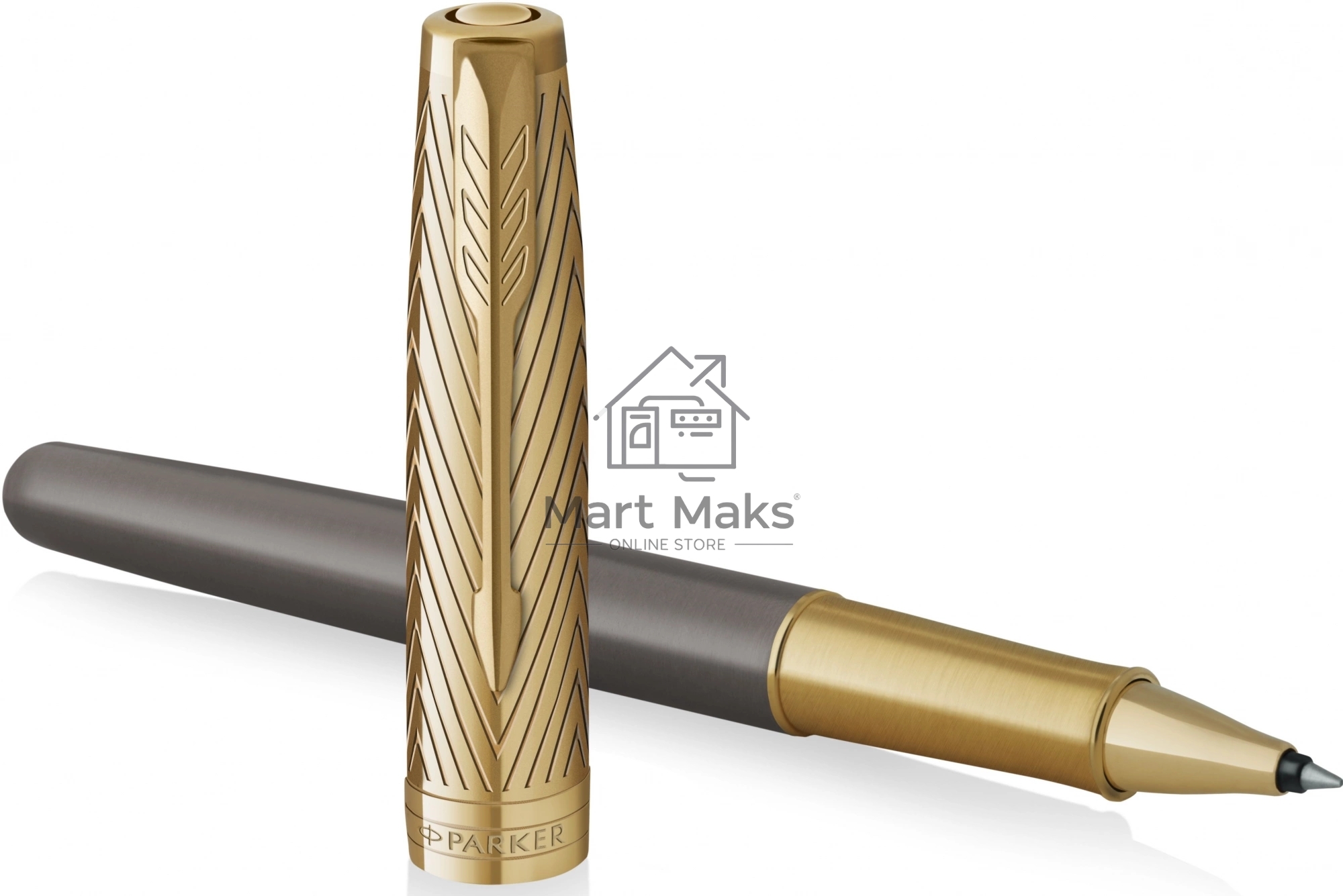 Ручка роллер Parker Sonnet Pioneers T542 (2201040) Arrow Grey GT F, черные чернила, подарочная коробка