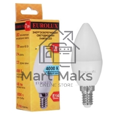 Лампа светодиодная EUROLUX LL-E-C37-7W-230-4K-E14 свеча
