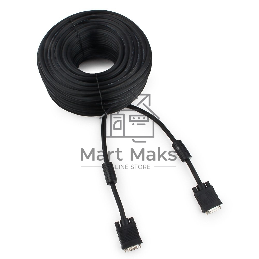 Кабель Gembird/Cablexpert CC-PPVGA-30M-B, Кабель VGA Premium, 15M/15M, 30м, черный, тройной экран, феррит.кольца