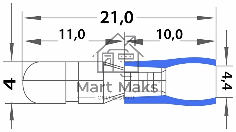 Разъем штекерный изолированный штекер 4 мм 1.5-2.5 мм² (РШи-п 2.5-4/РШИп 2-5-4) синий Rexant
