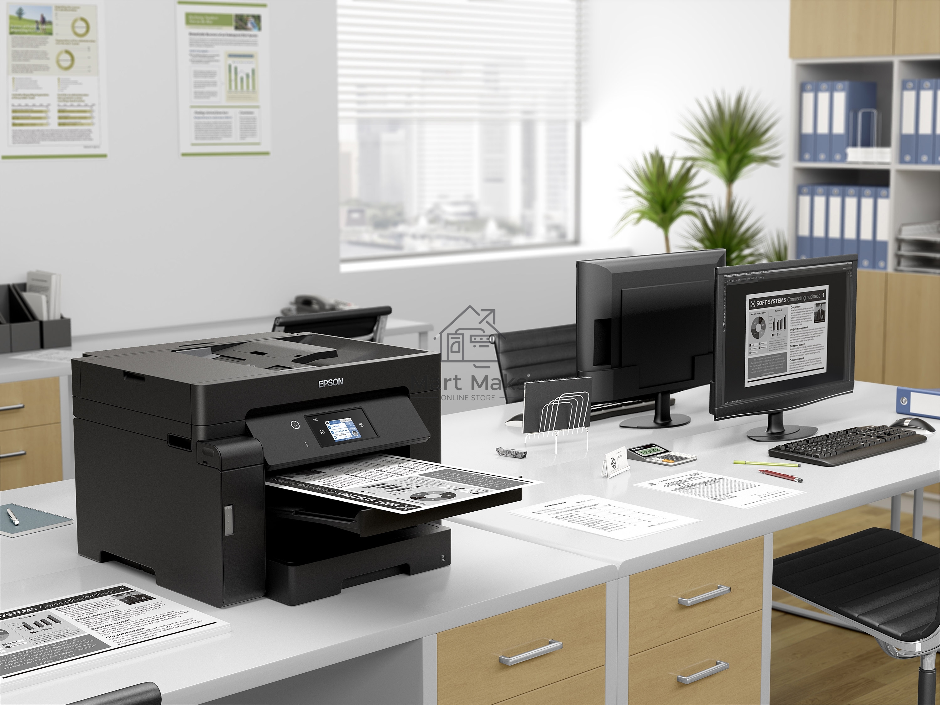 МФУ струйный Epson M15140 (C11CJ41404), A3+, ч/б, печ. до 25 стр/мин., скан. до 26 стр/мин., 2400 x 4800 dpi (печать) 1200x2400dpi (скан.), USB, RJ-45, Wi-Fi