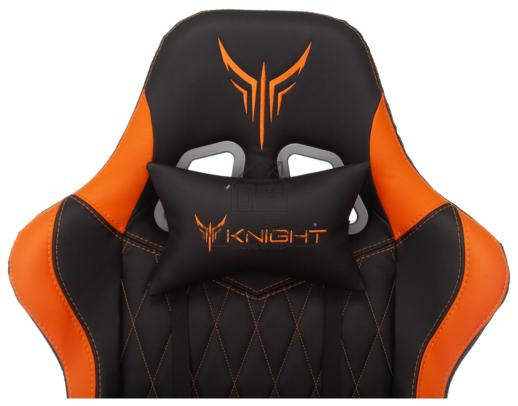 Кресло игровое Knight ARMOR черный/оранжевый, ромбик, эко.кожа, с подголовником, крестовина металл