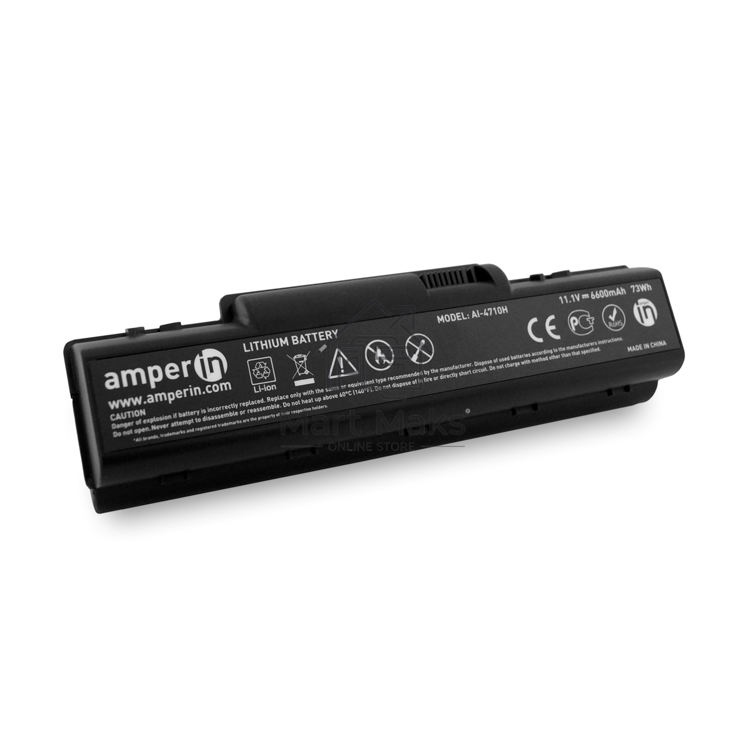 Аккумуляторная батарея Amperin для ноутбука Acer Aspire 2930 11.1V 6600mAh 73Wh