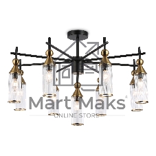 Люстра Ambrella light LH55258/9 BK/BS/CL черный/латунь/прозрачный E14*9 max 40W D770*530