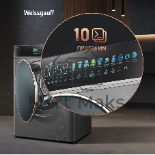 Стиральная машина Weissgauff WM 58411 Direct Drive Inverter Premium Steam Grey серая, загрузка фронтальная 11кг, 1400 об/мин., класс: A+++