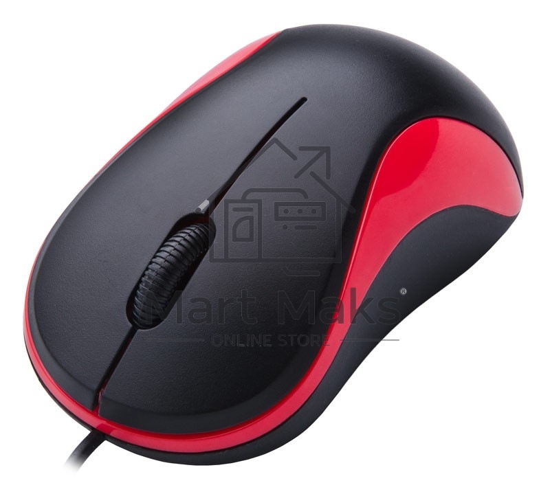 Мышь проводная Oklick 115S черный/красный, 1200 dpi, USB, кнопки - 3