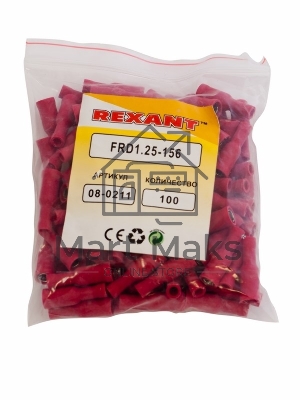 Разъем штекерный изолированный Rexant гнездо 4 мм 0.5-1.5 мм² (РШи-м 1.5-4/РШИм 1,25-5-4) красный