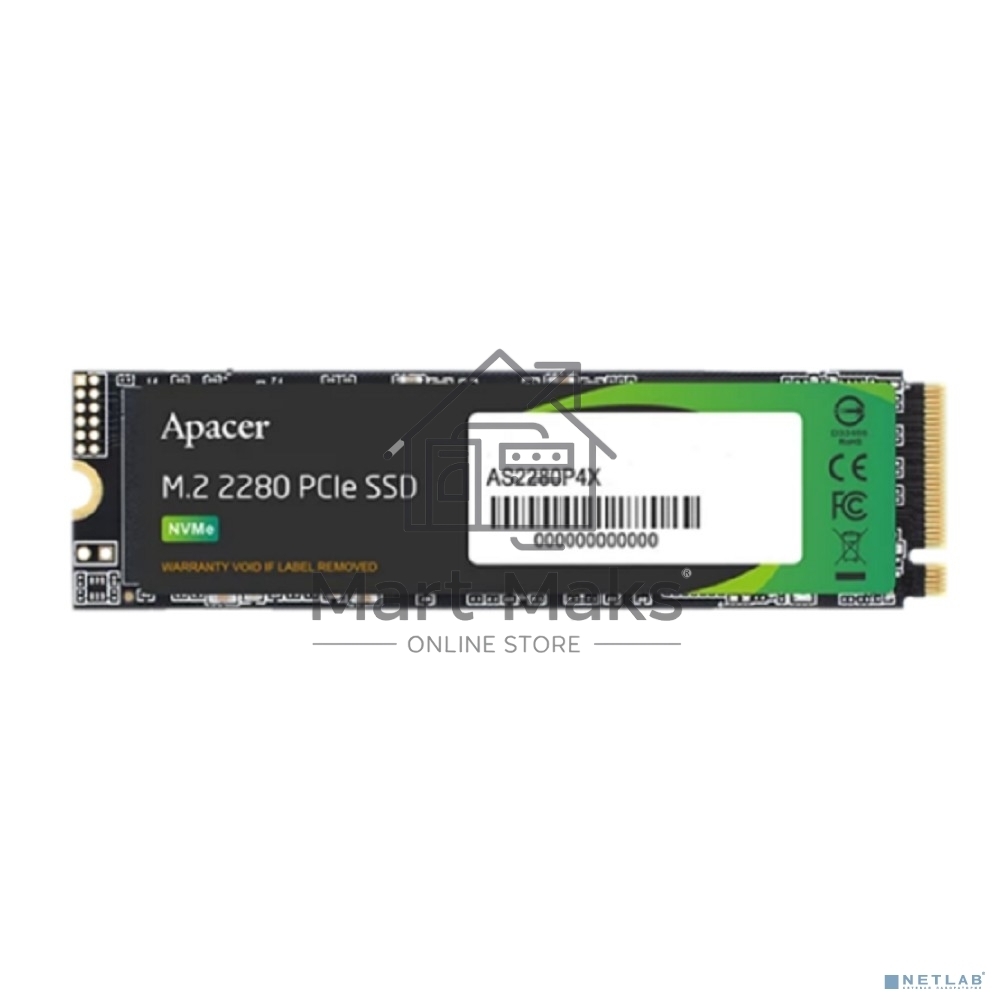Накопитель SSD Apacer 1Tb, M.2 2280 AS2280P4X, PCIe 3.0 x4, NVMe, R/W 2100/1700