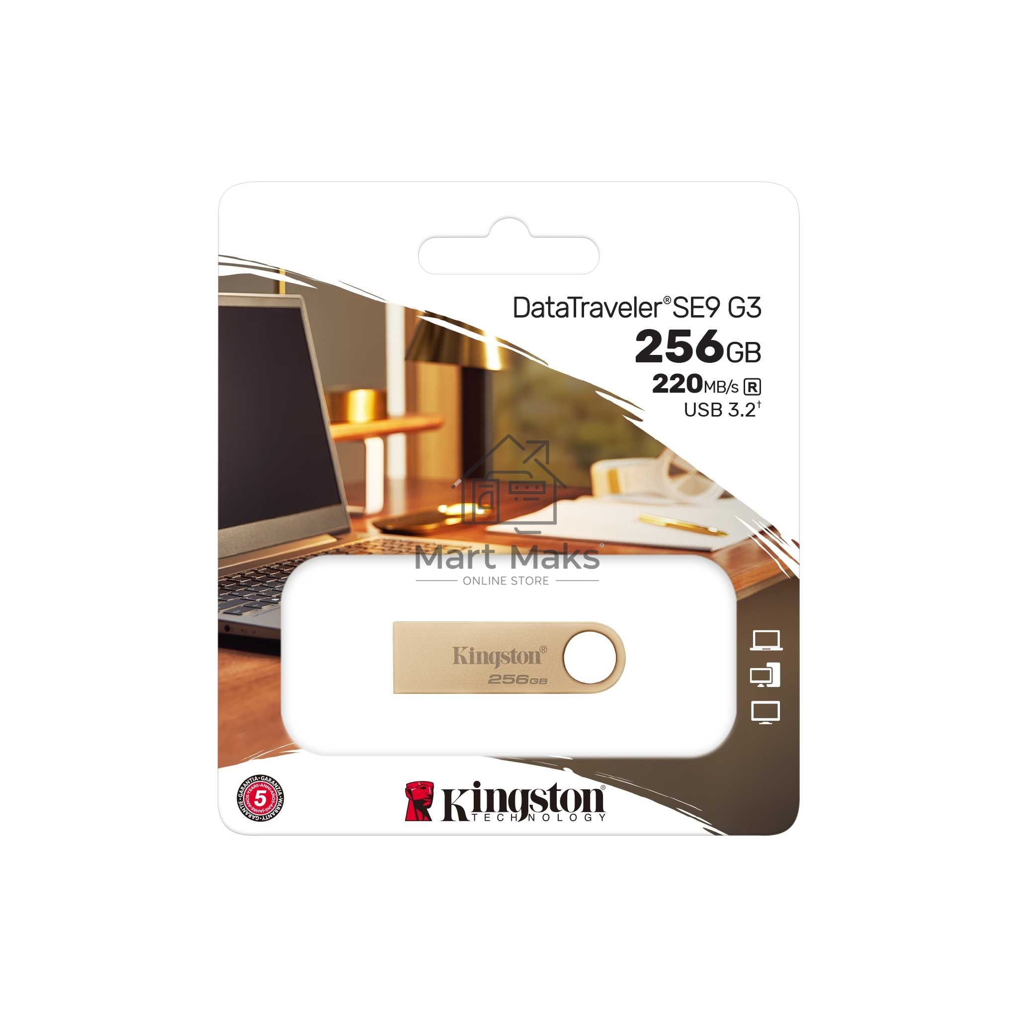 Флешка USB R/W Kingston 256GB DataTraveler SE9 DTSE9G3/256GB USB3.0 серебристый