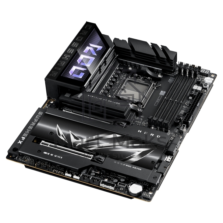 Материнская плата ASUS ROG CROSSHAIR X870E HERO, AM5, AMD X870E, 4xDDR5, 4xSATA, 5xM.2, 2xPCI-E 5.0 x16, 1xHDMI, 2xUSB-C (видео), 2x 5Gb LAN, 6xUSB-A 3.2 Gen 2, 2xUSB-C 3.2 Gen 2, 2xUSB4, 2x3.5 мм, 7.1, ATX