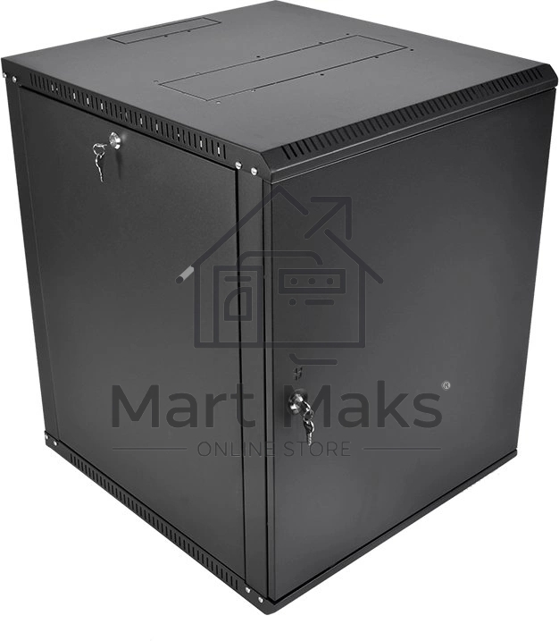 Шкаф телекоммуникационный настенный разборный ЦМО ЭКОНОМ 12U (600 x 520) дверь металл, цвет черный (ШРН-Э-12.500.1-9005)