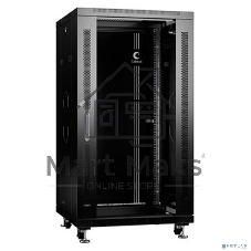 Шкаф телекоммуникационный напольный Cabeus, IP20, 22U, 1166х600х800 мм (ВхШхГ), дверь: стекло, боковая панель: сплошная, разборный, цвет: чёрный