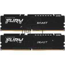Оперативная память Kingston Fury Beast, DDR5, 32Gb (1x32Gb), 6000MHz, CL30, DIMM, с радиатором, RGb, черный
