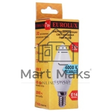 Лампа светодиодная EUROLUX LL-E-C37-7W-230-4K-E14 свеча