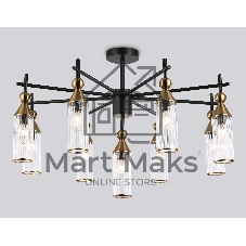 Люстра Ambrella light LH55258/9 BK/BS/CL черный/латунь/прозрачный E14*9 max 40W D770*530