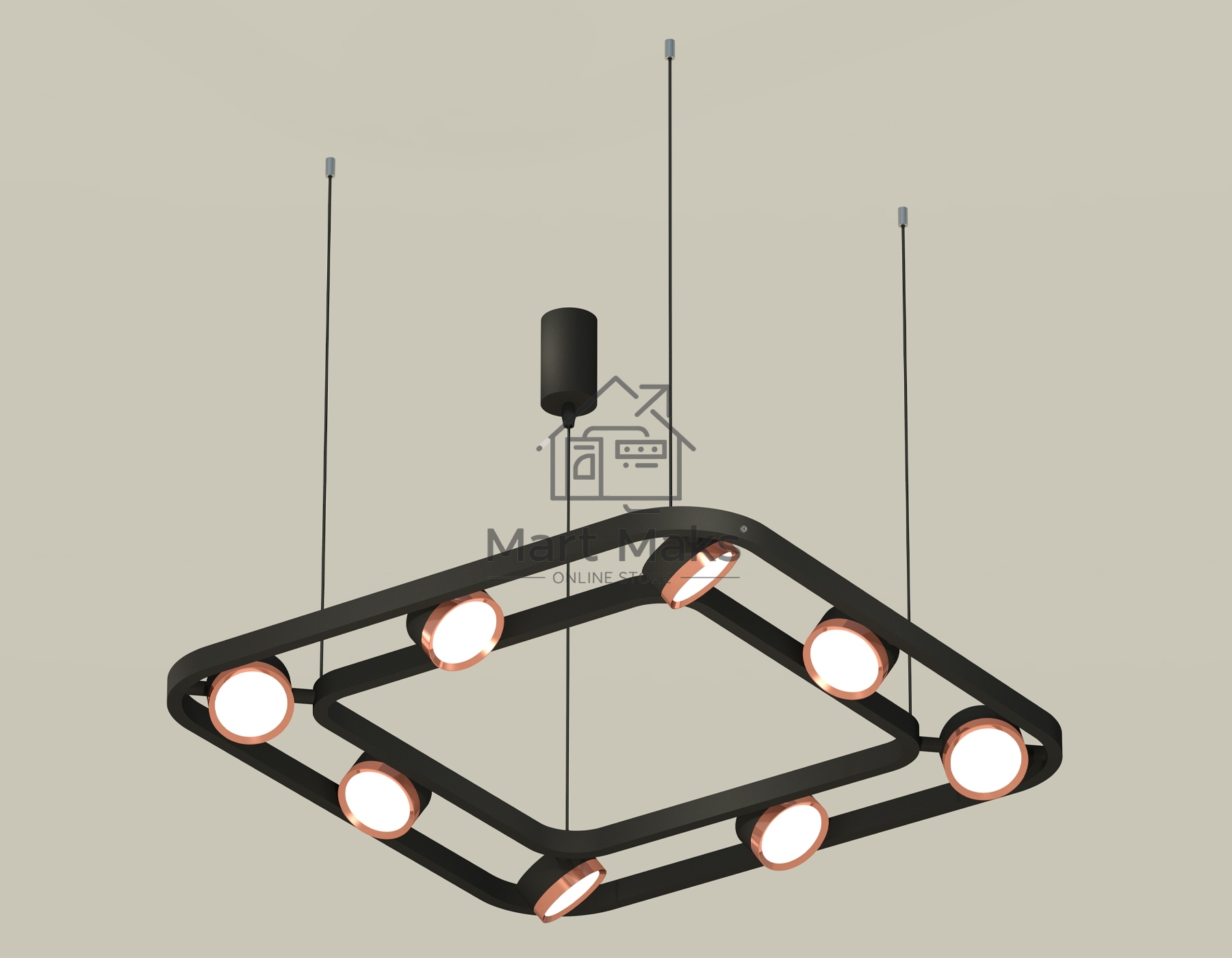 Светильник Ambrella light XB9182103/8 SBK/PPG черный песок/золото розовое полированное GX53 (C9182, N8126)