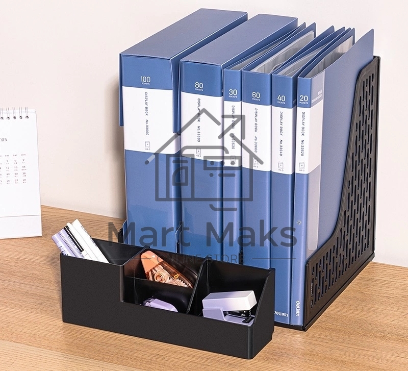 Лоток вертикальный Deli E9847 3отд. сборный для бумаг 253x320x275мм черный пластик пластиковый пакет